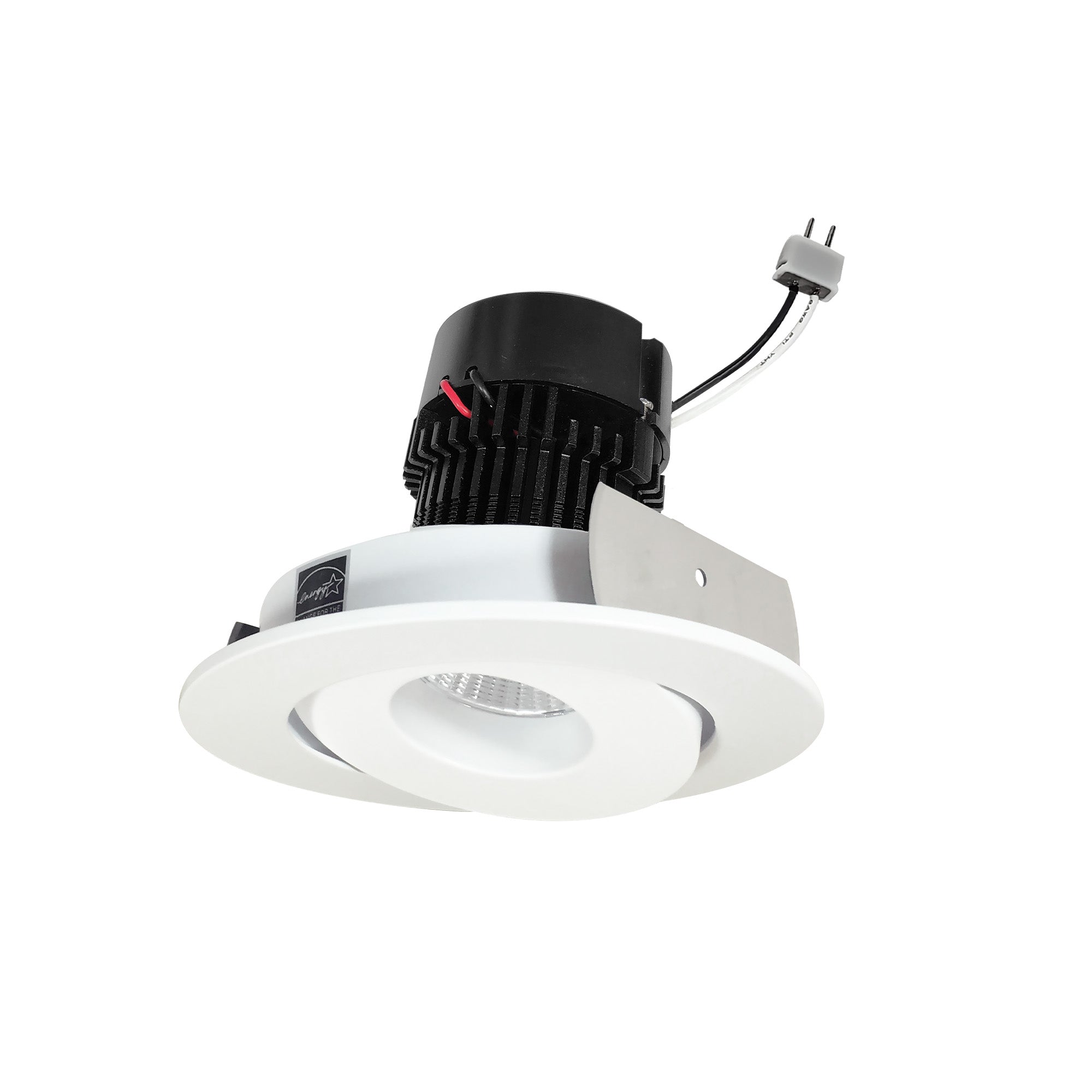 Nora Lighting NPRLV - 4RG27XMPW 4" Pearl Low Voltage LED Round Adjustable Gimbal Retrofit, 1050lm / 11W, 2700K, Matte Powder White Finish - Sonic Electric
