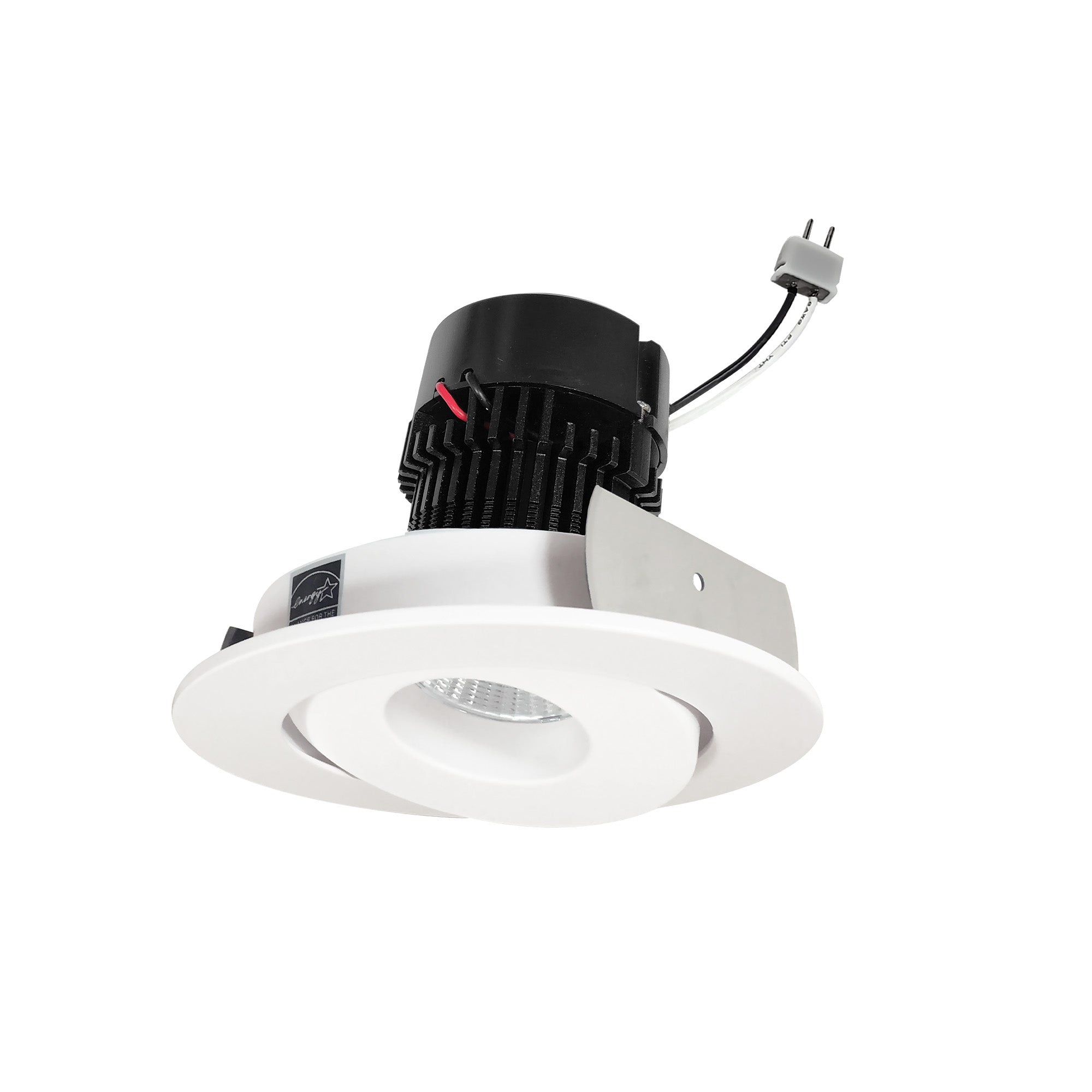 Nora Lighting NPRLV - 4RG35XWW 4" Pearl Low Voltage LED Round Adjustable Gimbal Retrofit, 1050lm / 11W, 3500K, White Finish - Sonic Electric
