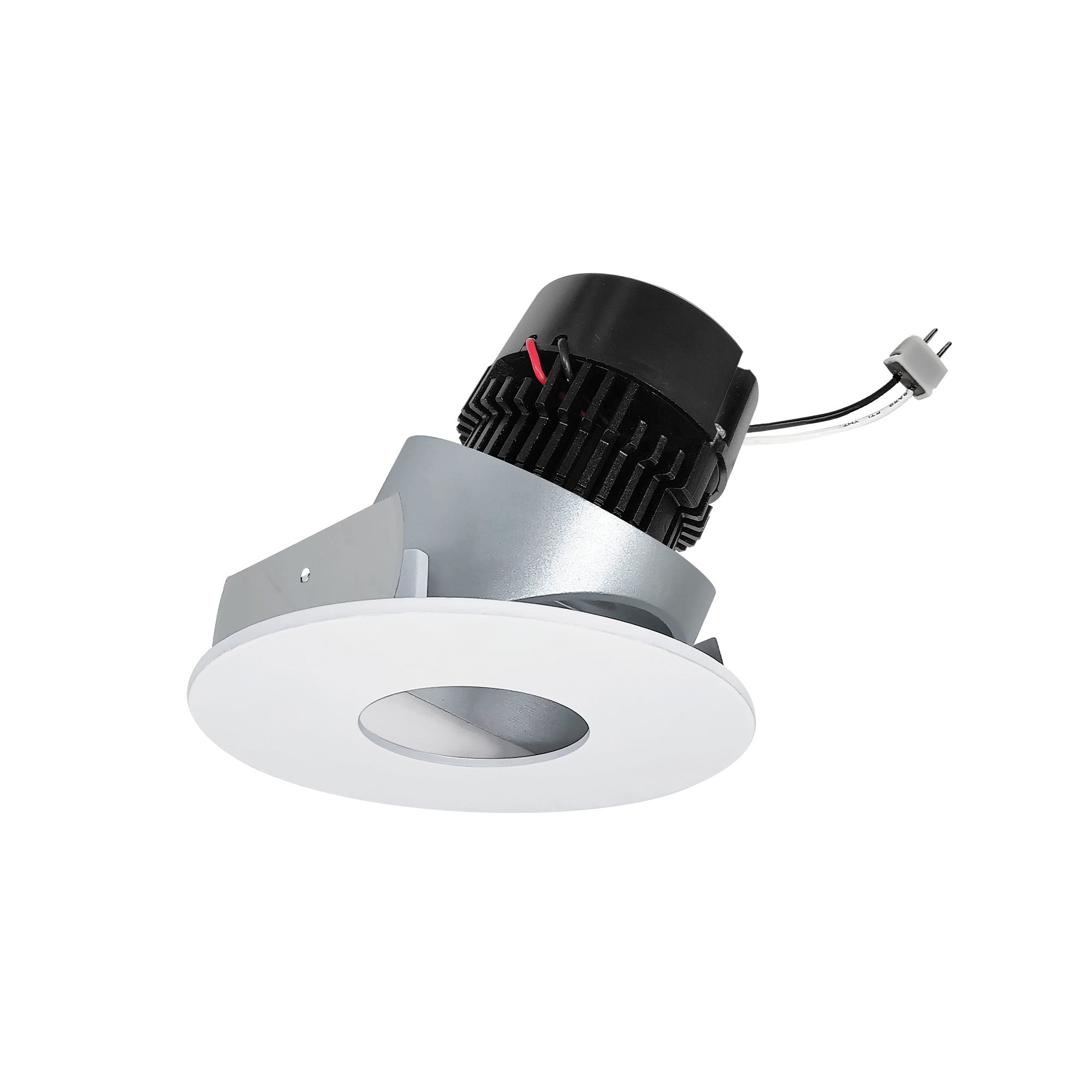 Nora Lighting NPRLV - 4RPHA30XHZMPW 4" Pearl Low Voltage LED Round Adjustable Pinhole Retrofit, 950lm / 11W, 3000K, Haze Pinhole / Matte Powder White Flange - Sonic Electric