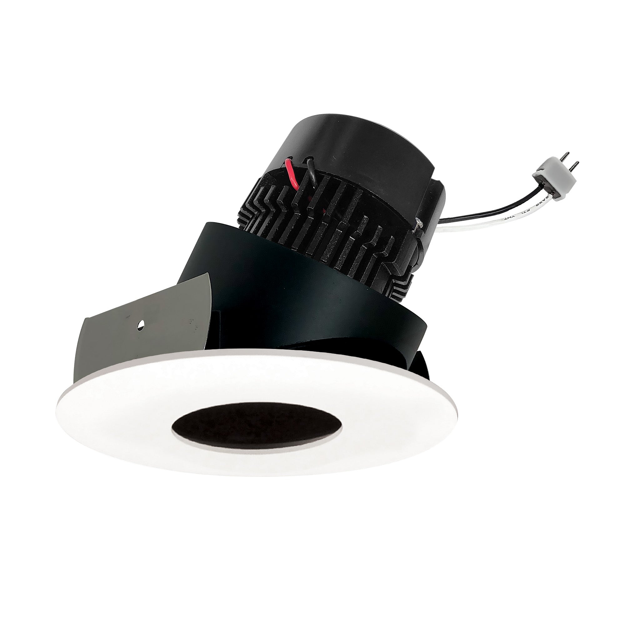 Nora Lighting NPRLV - 4RPHACDXBMPW 4" Pearl Low Voltage LED Round Adjustable Pinhole Retrofit, 600lm / 11W, Comfort Dim, Black Pinhole / Matte Powder White Flange - Sonic Electric