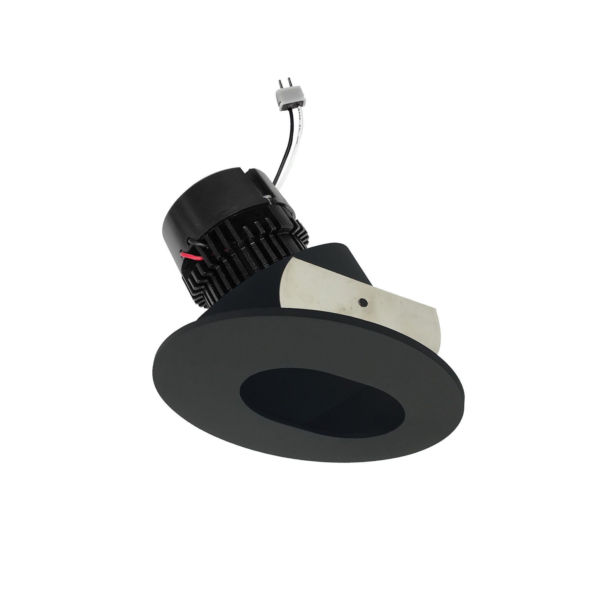 Nora Lighting NPRLV - 4RSL30XBB 4" Pearl Low Voltage LED Round Adjustable Slot Aperture Retrofit, 950lm / 11W, 3000K, Black Slot Aperture / Black Flange - Sonic Electric