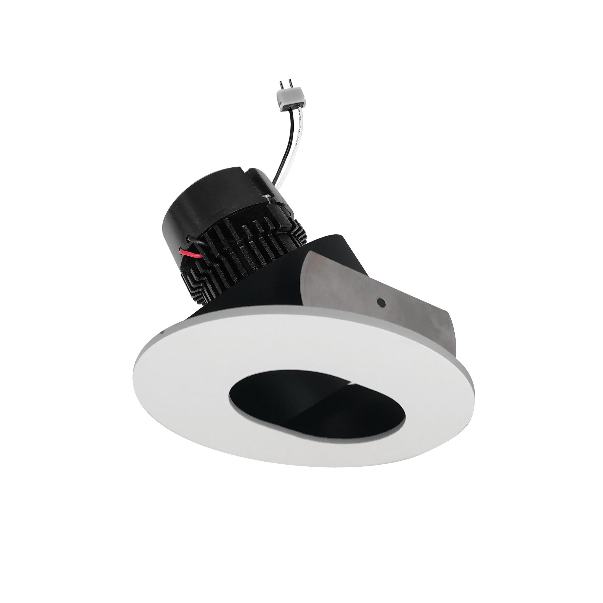 Nora Lighting NPRLV - 4RSL35XBMPW 4" Pearl Low Voltage LED Round Adjustable Slot Aperture Retrofit, 950lm / 11W, 3500K, Black Slot Aperture / Matte Powder White Flange - Sonic Electric