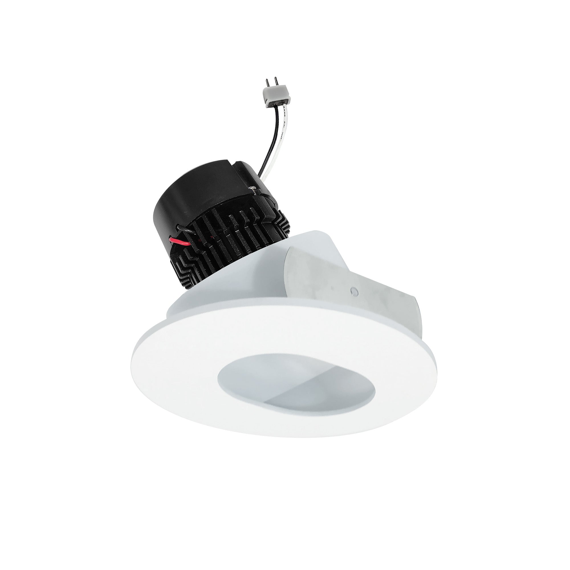 Nora Lighting NPRLV - 4RSL35XMPW 4" Pearl Low Voltage LED Round Adjustable Slot Aperture Retrofit, 950lm / 11W, 3500K, Matte Powder White Slot Aperture / Matte Powder White Flange - Sonic Electric
