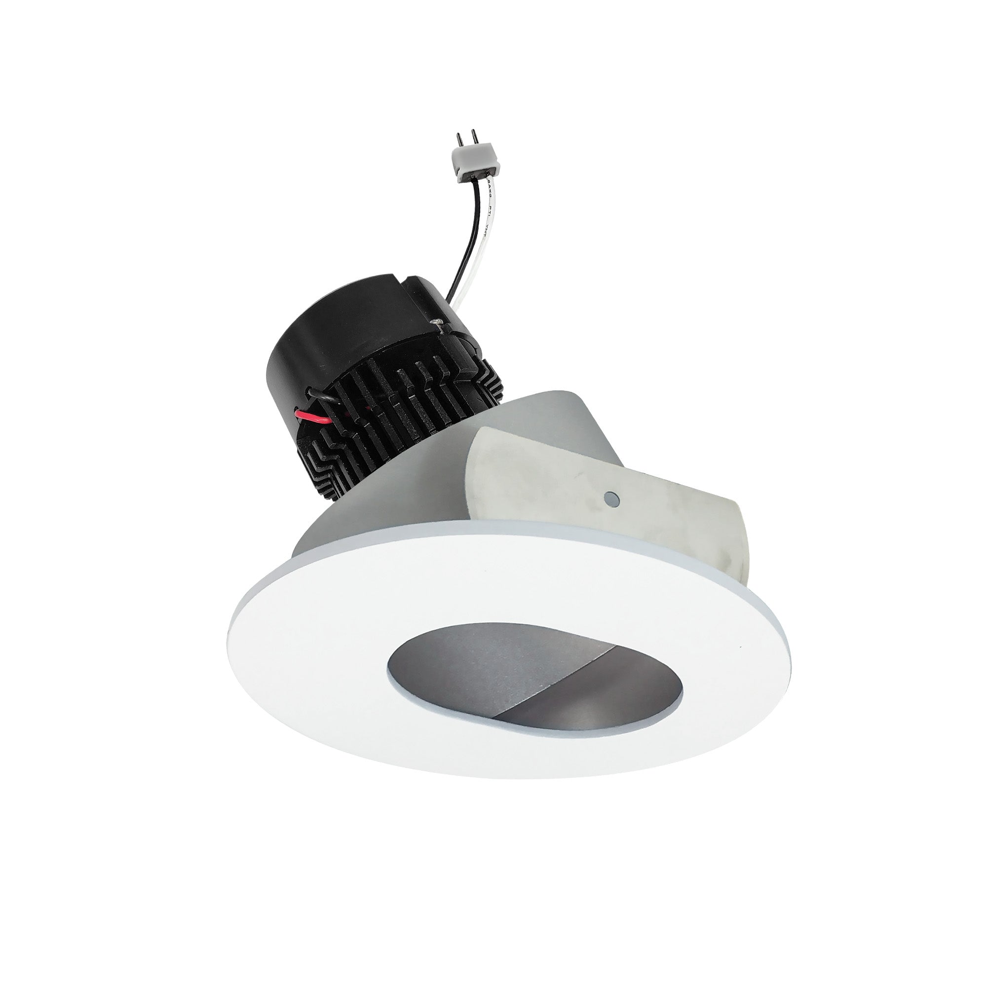 Nora Lighting NPRLV - 4RSL40XHZMPW 4" Pearl Low Voltage LED Round Adjustable Slot Aperture Retrofit, 950lm / 11W, 4000K, Haze Slot Aperture / Matte Powder White Flange - Sonic Electric