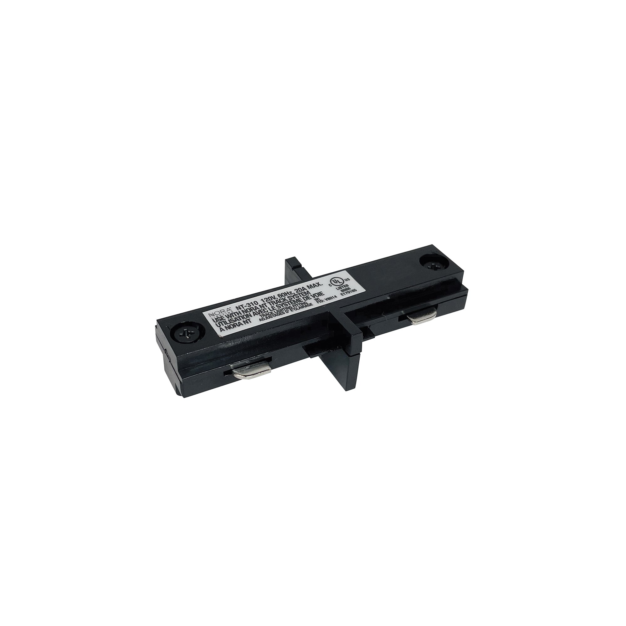 Nora Lighting NT - 310B Straight Connector for One - Circuit Track, Black Finish - Sonic Electric