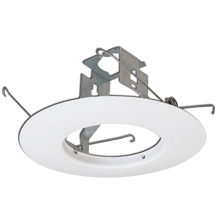 Nora Lighting NTM - 300W 6" BR/PAR30 Open Metal Trim w/ Bracket, White - Sonic Electric