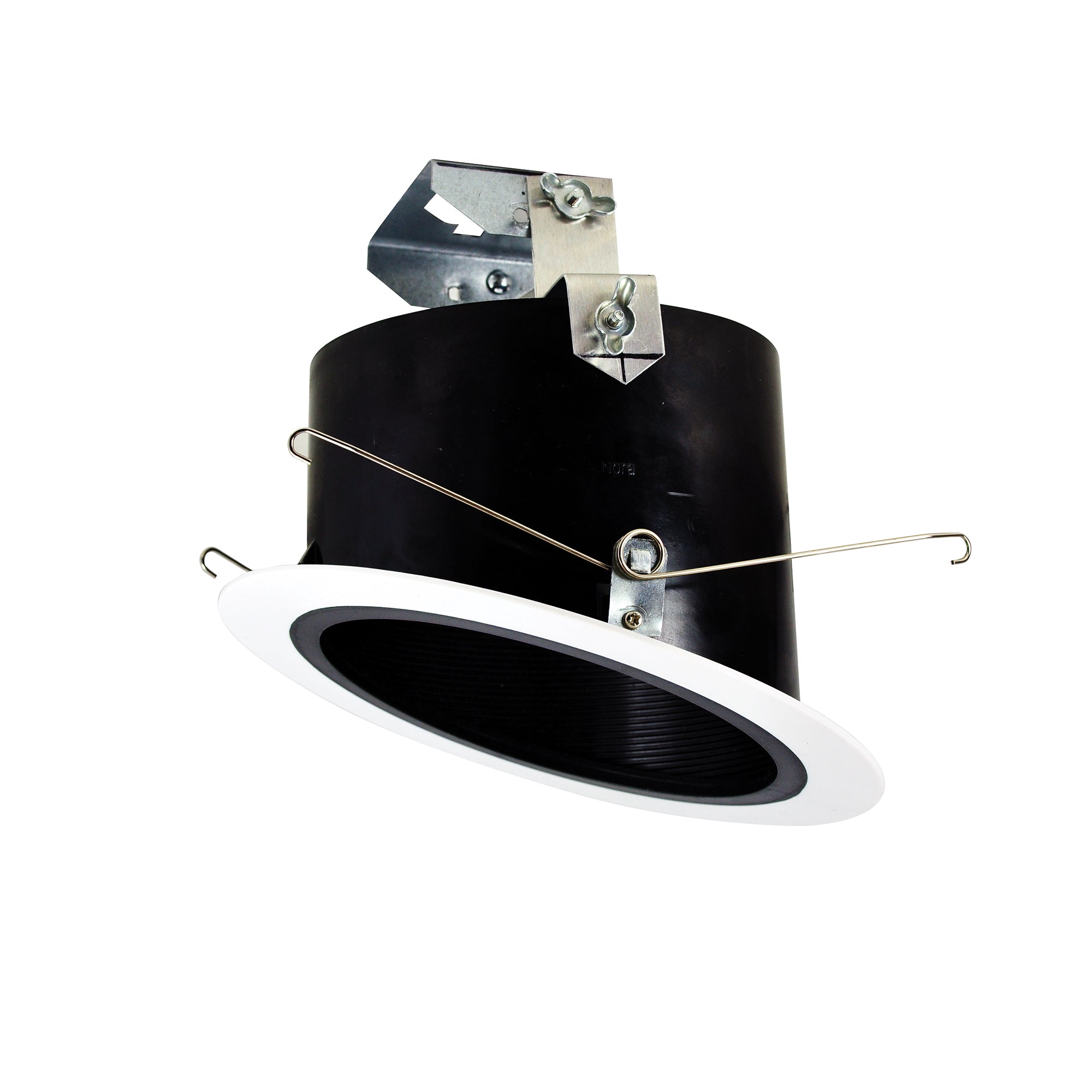 Nora Lighting NTP - 614B/45 6" Super - Sloped 45 - Deg. Phenolic Stepped Baffle Trim for 926 Housings Only, Black/White - Sonic Electric