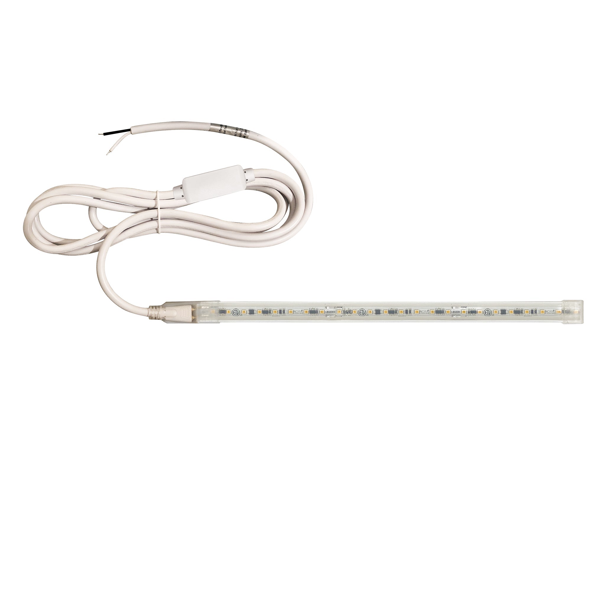 Nora Lighting NUTP13 - W95 - 12 - 940/HWSP Custom Cut 95 - ft 120V Continuous LED Tape Light, 330lm / 3.6W per foot, 4000K, w/ Mounting Clips and 8' Hardwired Power Cord w/ Surge Protector - Sonic Electric
