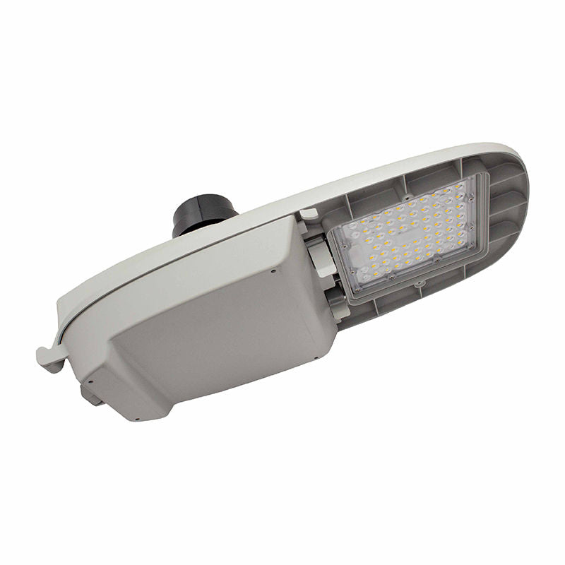 Westgate STL3-50W-30K-L LED Street/Roadway Light with NEMA Twist-Lock Photocell Socket (120V) - Light Grey