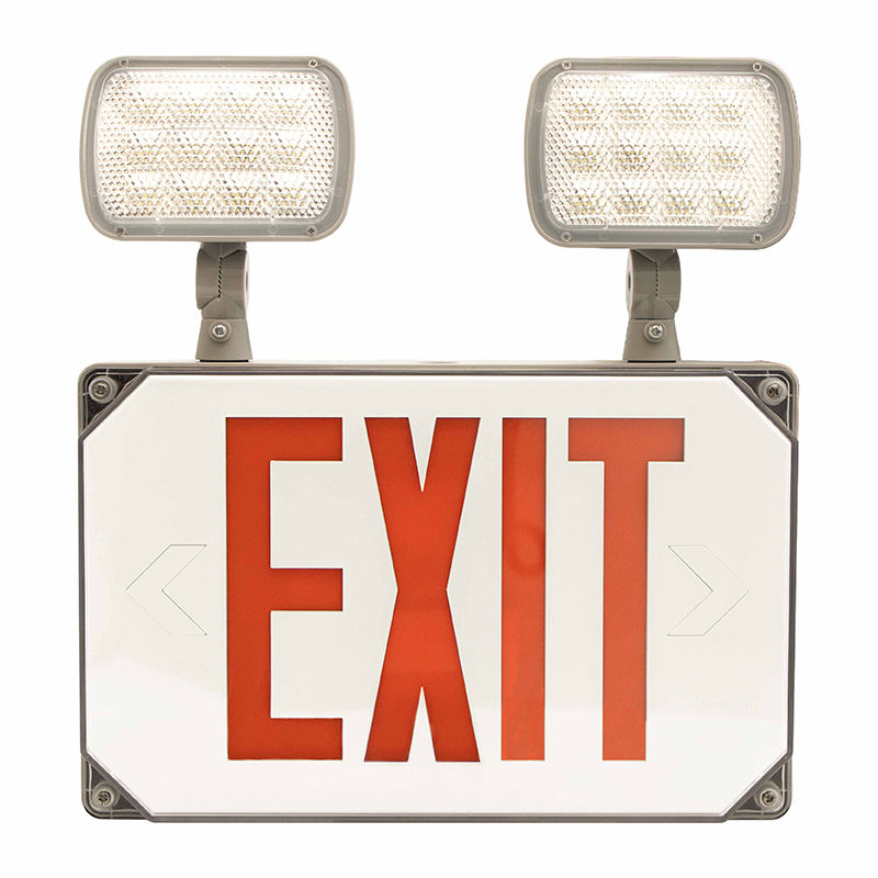 Westgate XT-CLWP-RG-EM LED Exit & LED Emergency Light, Universal Single Face, Red, Gray Housing