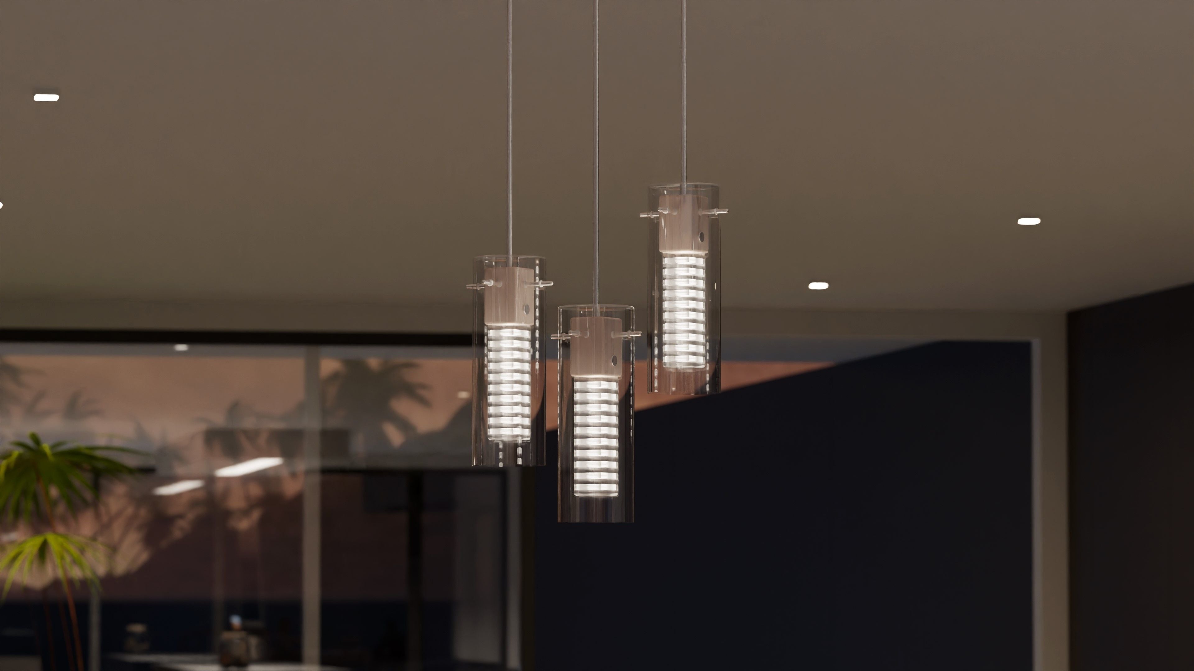 Westgate 36W Integrated Triple LED Hologram Pendant Light With Straight Bar