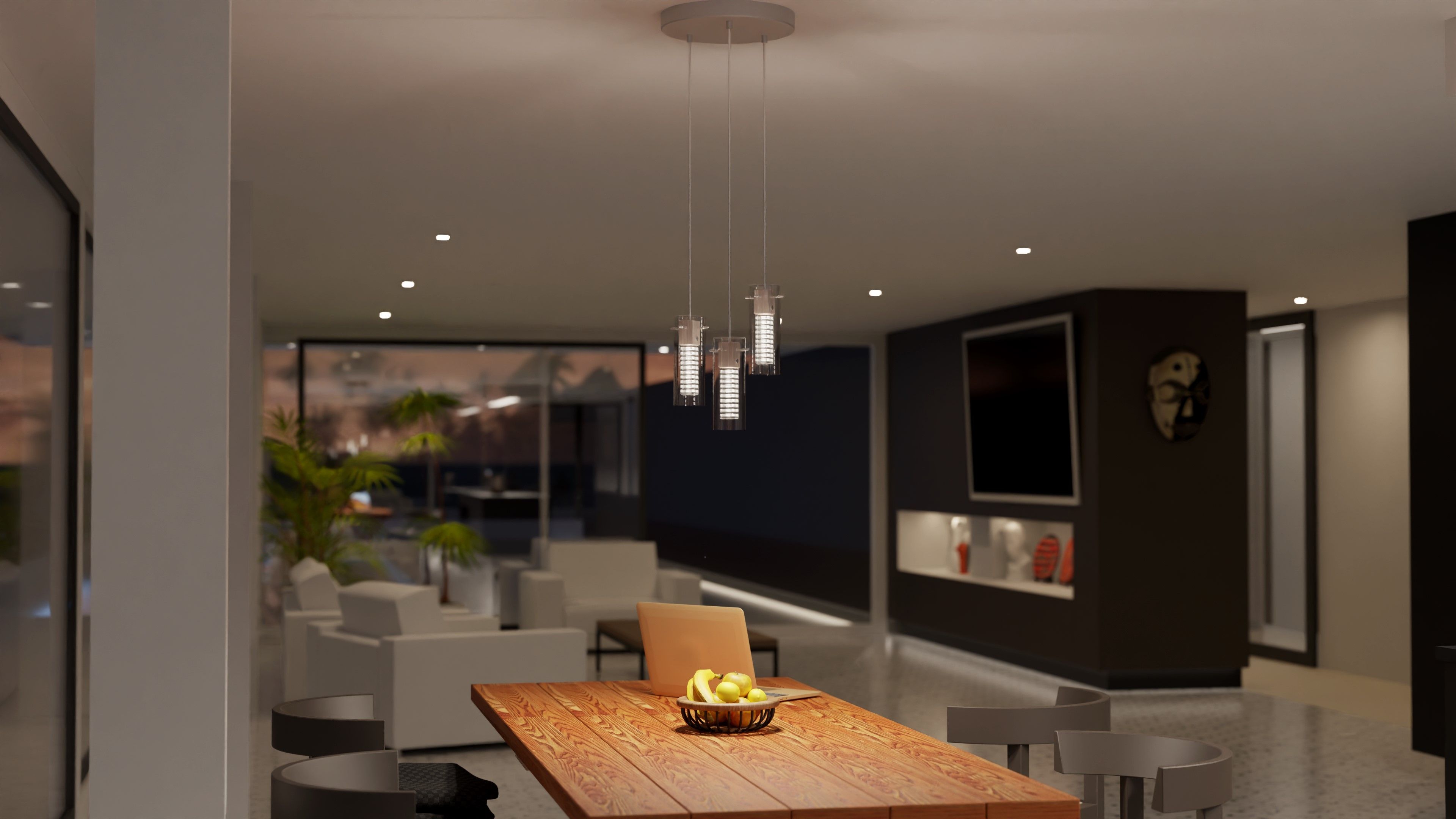 Westgate 36W Integrated Triple LED Hologram Pendant Light With Straight Bar