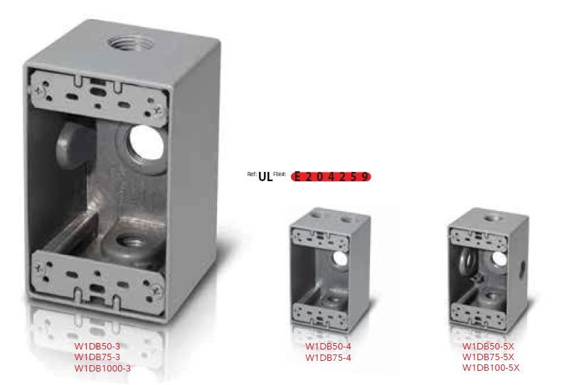 Westgate One-Gang Boxes, 2-5/8" Deep. Multiple Sizes, Holes