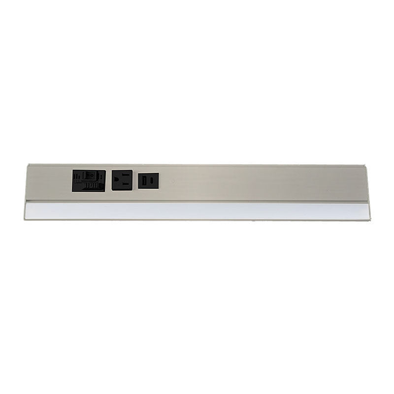 Westgate PSAL-42-4R-MCT5-BN 42in Angled 4-rec Power Strip and Uc Light 20a 1275lm Cr90 5cct - Brushed Nickel