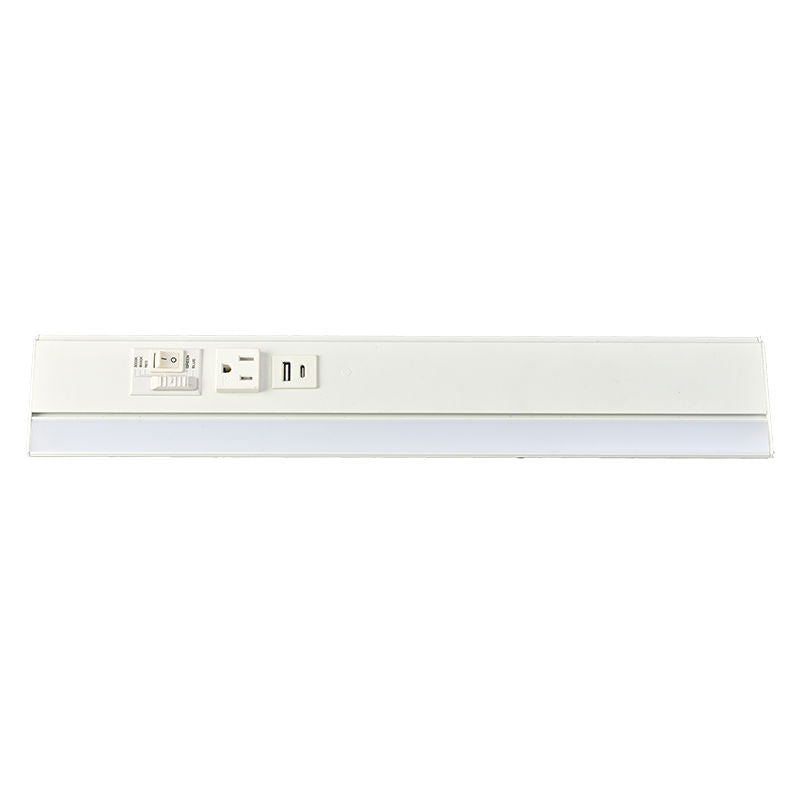 Westgate PSAL-24-3R-MCT5-WH 24in Angled 3-rec Power Strip and Uc Light 20a 790lm Cr90 5cct - White