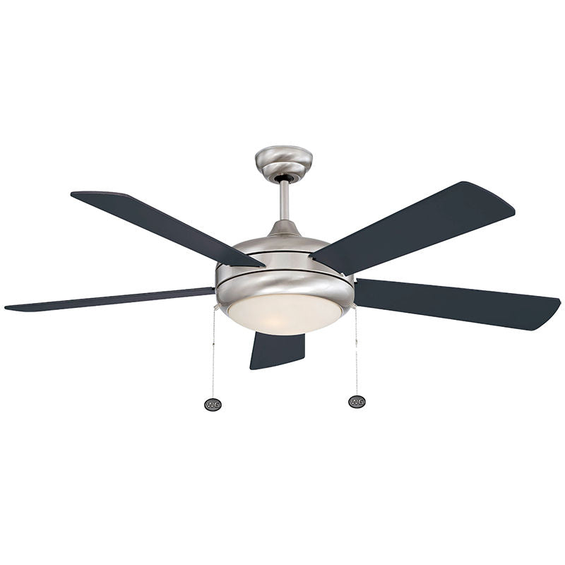 Westgate WFL-113-PC-5B-52-MCT-BN-RWBK 52" Plywood 5-Blade Ceiling Fan & Light - Brush Nickel and Reversible Black/Rosewood