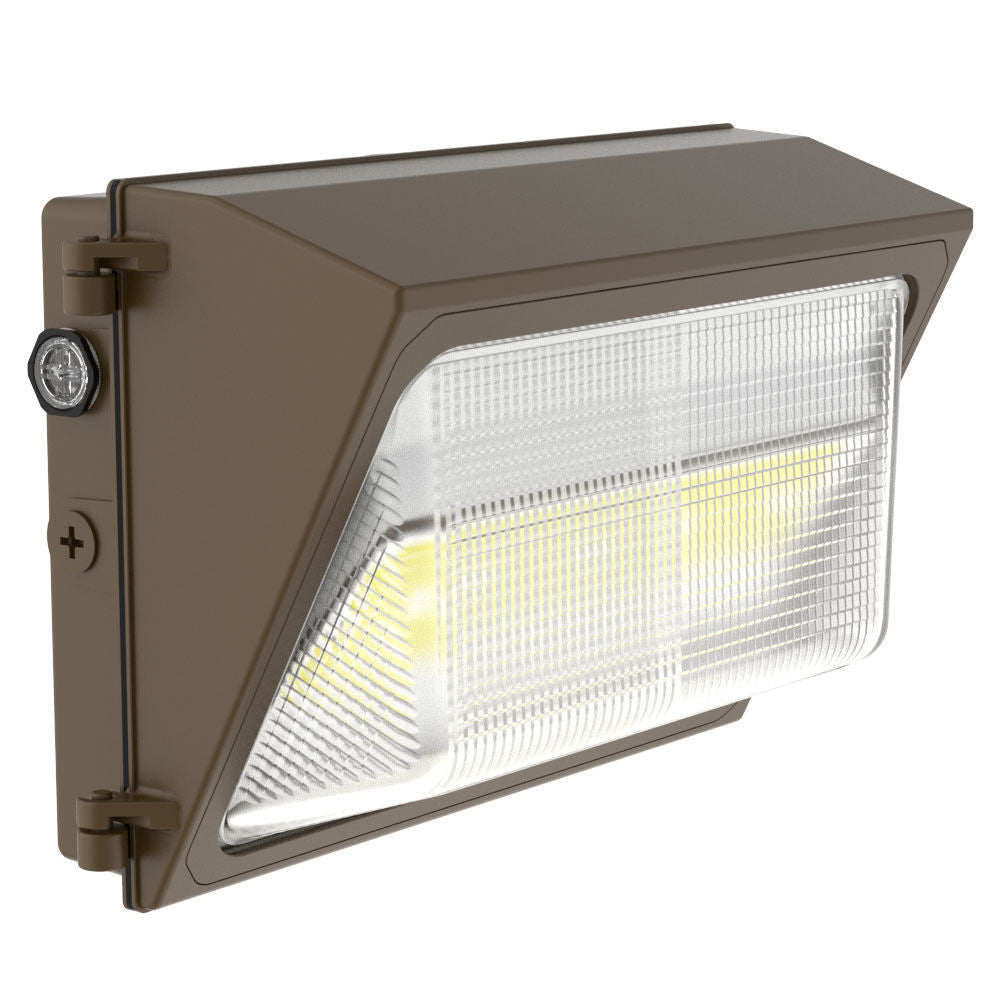 Westgate WMXE-EM-SERIES 25-65W Adjustable Traditional Glass Lens Wall Pack with Emergency Backup - Dark Bronze