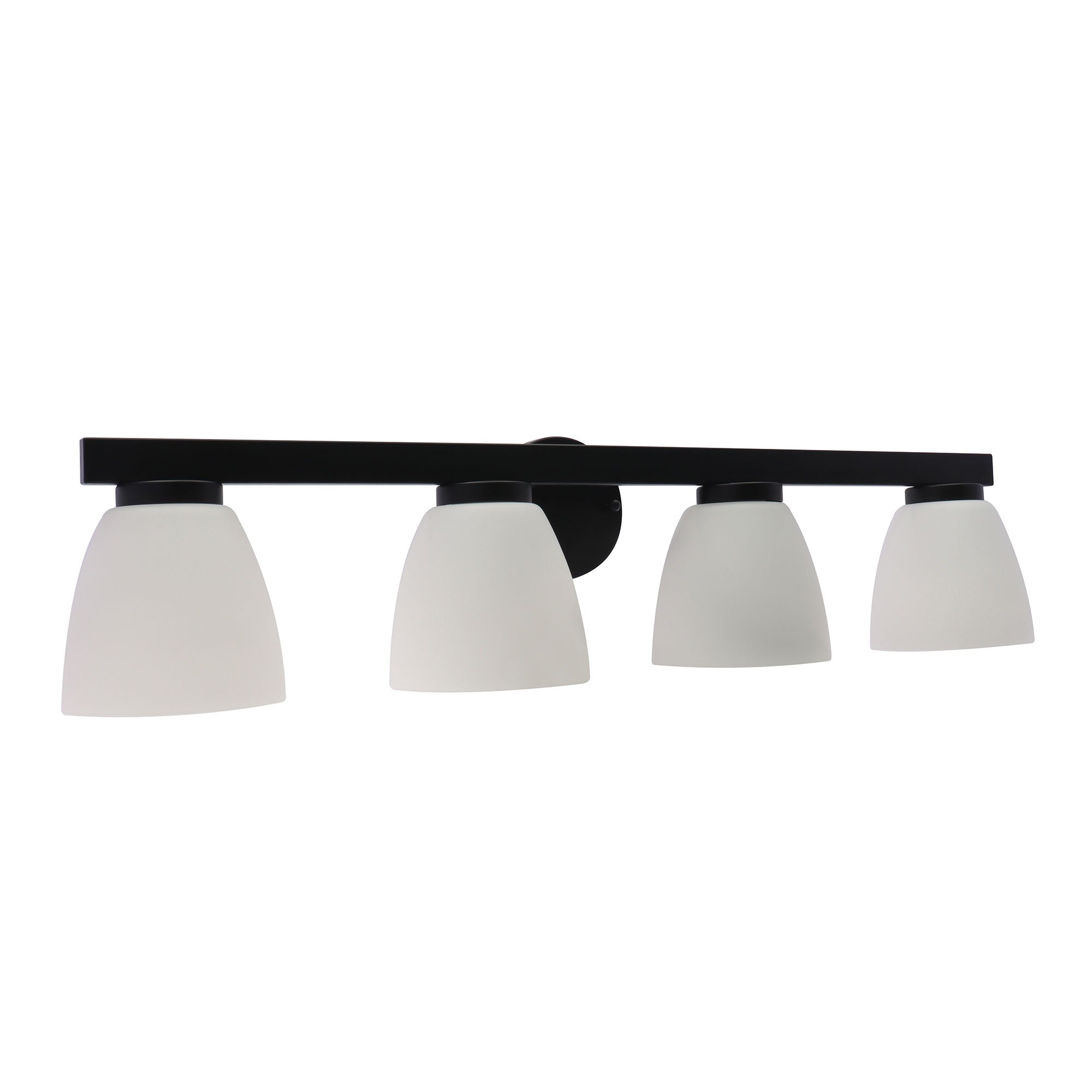 Westgate VLA-E26-4L-BK 4-Lamp E26 Lamp-Ready Vanity Light with Decorative Glass Shades, 60W, 120VAC/60Hz - Black Finish