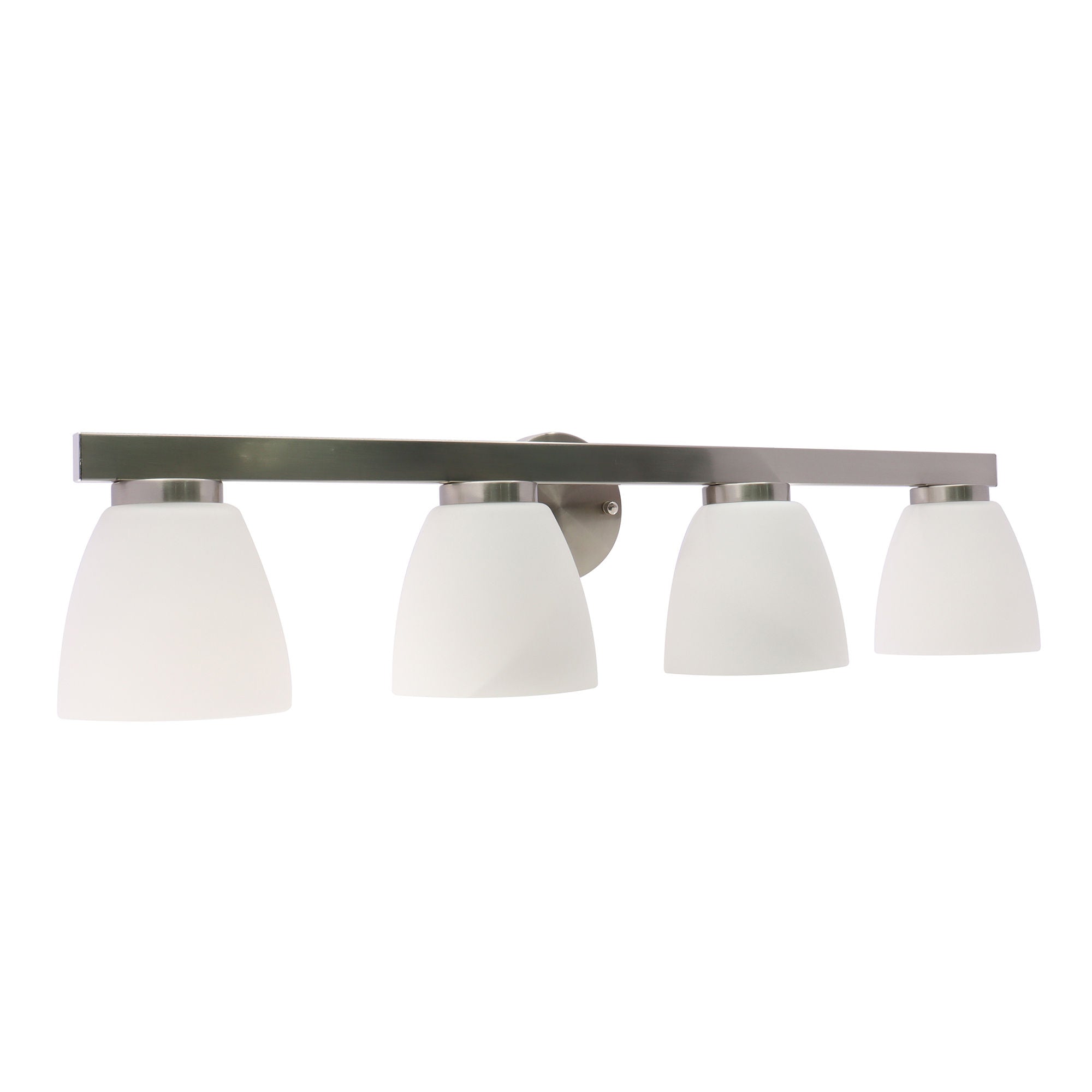Westgate VLA-E26-4L-BN 4-Lamp E26 Lamp-Ready Vanity Light with Decorative Glass Shades, 60W, 120VAC/60Hz -Brushed Nickel Finish