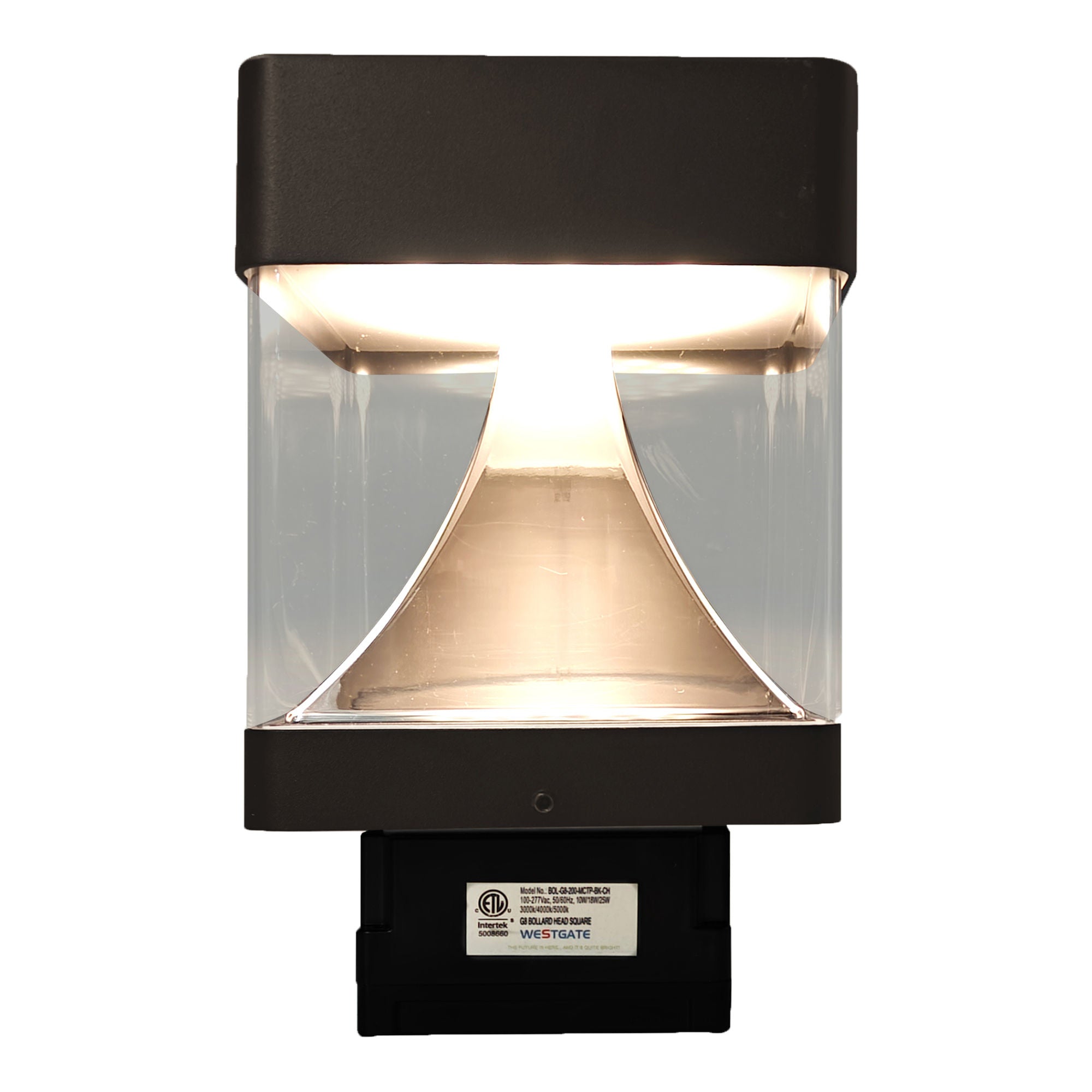 Westgate BOL-G8-200-MCTP-BR-CH G8 Bollard Head Square Chrome Reflector 10/18/25w 3CCT - Bronze
