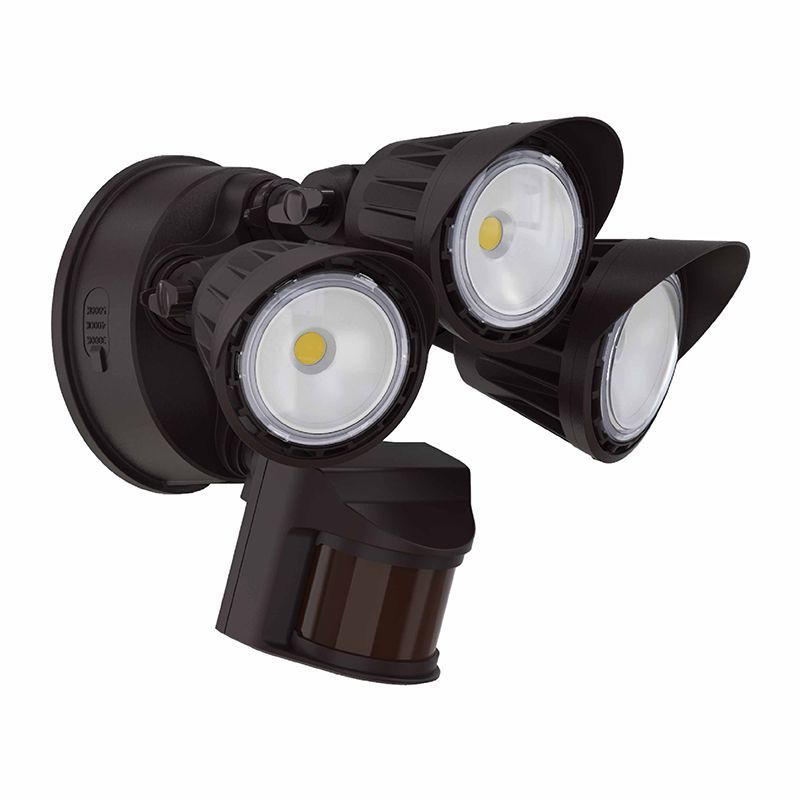 Westgate SL-30W-MCT-BZ-P LED 3-heads Security Light With PIR Sensor - Bronze