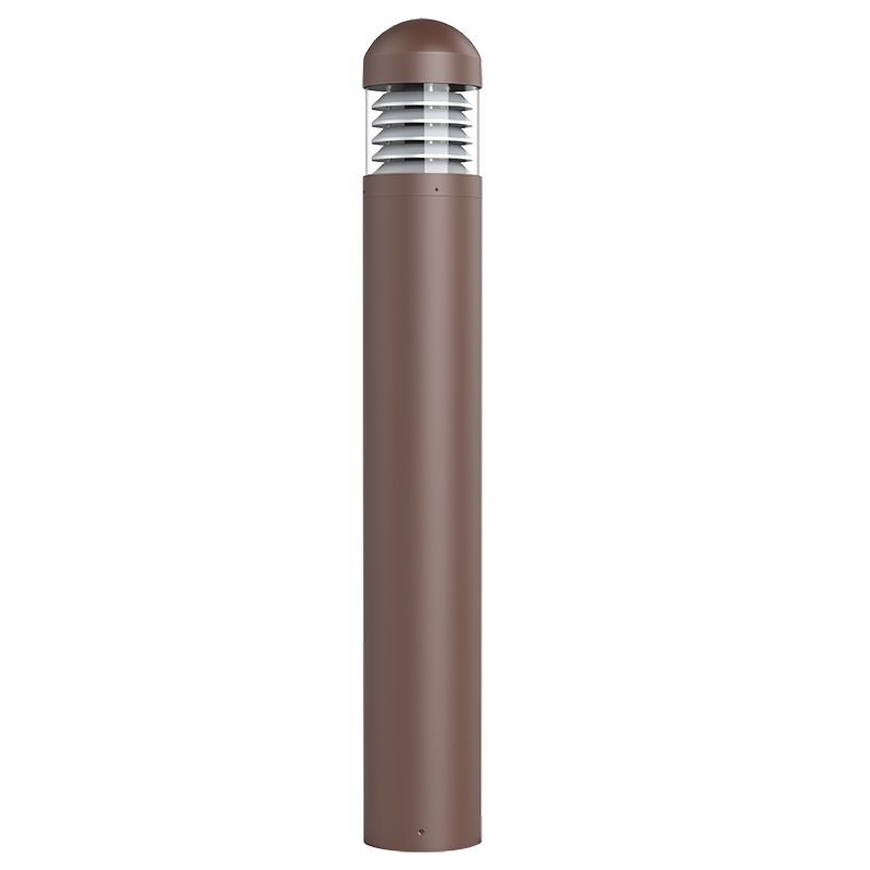 Bollard 44" Round Dome Top Louver Clear Lens - Bronze