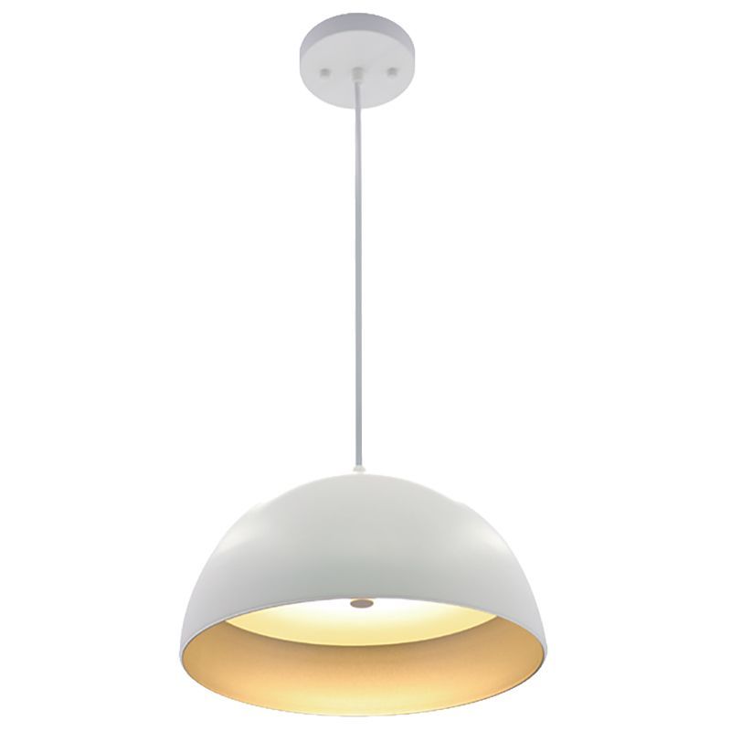 5CCT Integrated LED Modern Dome Pendant - White/Silver