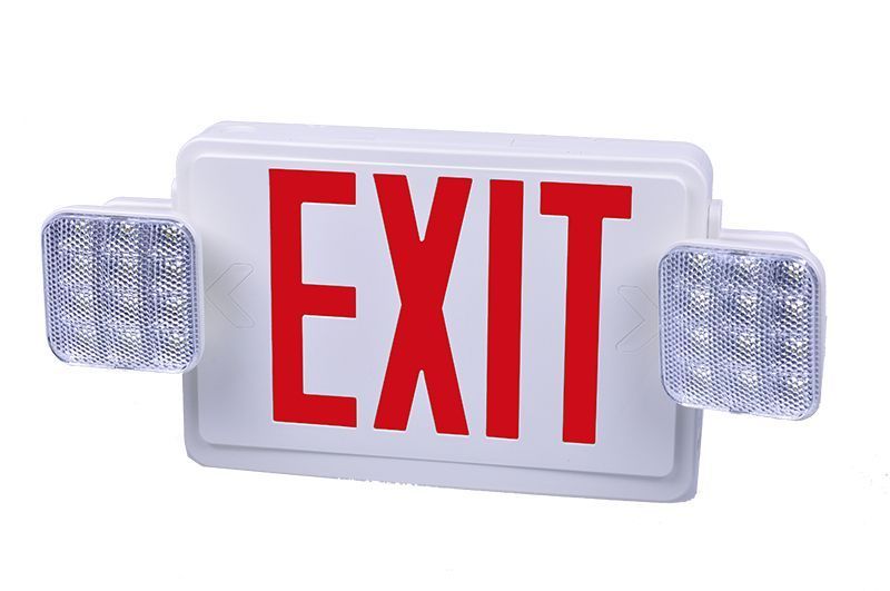 Westgate XT-CL-RW-EM Combination LED Exit Sign & LED Emergency, Universal Single/Double Face, Red Letters, White Housing