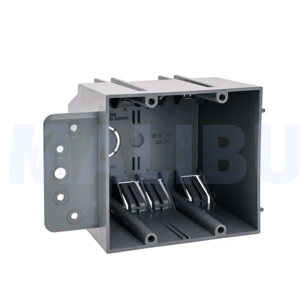 Malibu MapleBox™ P2GSB Non-Metallic Two-Gang Outlet Box with Side Bracket - New Work, 32 Cubic