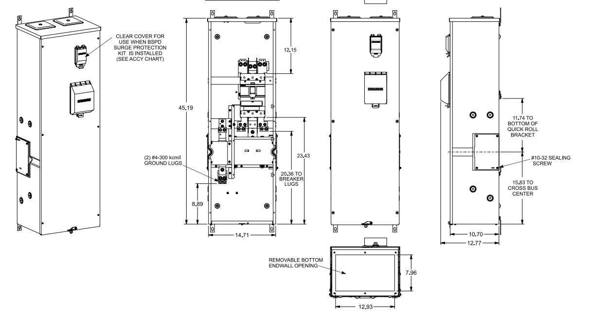 Siemens WBV1400CU 400 - Amp 1 - Phase Compact Outdoor PowerMod Breaker Main - Sonic Electric