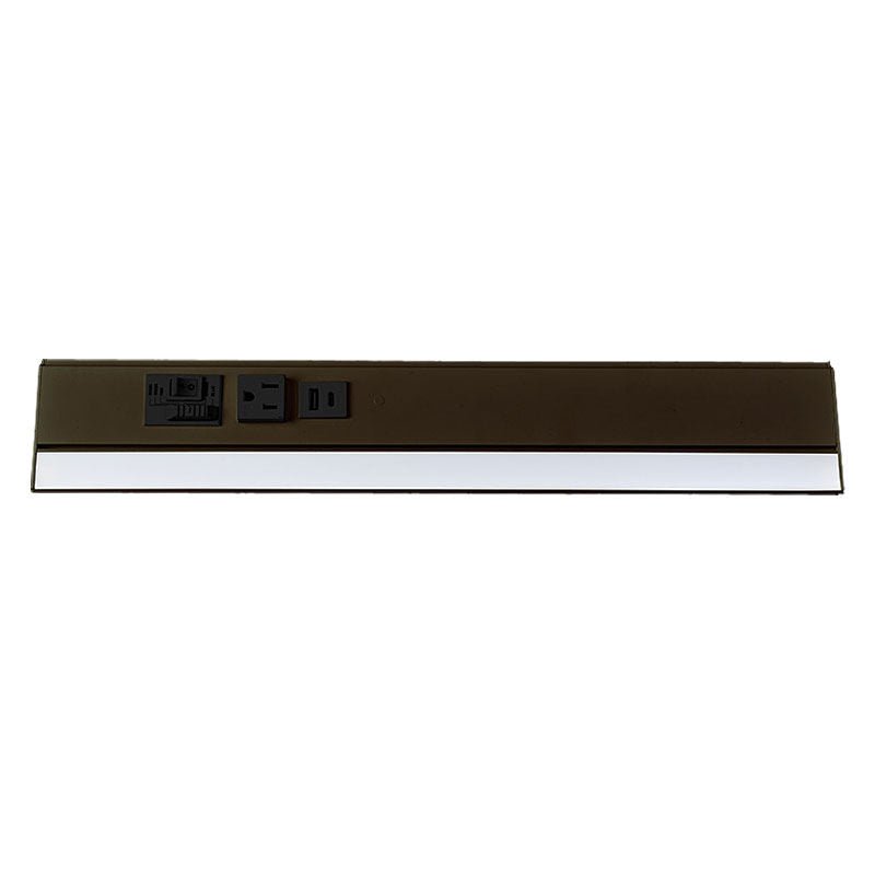 Westgate PSAL - 36 - 4R - MCT5 - BR 36in Angled 4 - rec Power Strip and Uc Light 20a 1050lm Cr90 5cct - Bronze - Sonic Electric