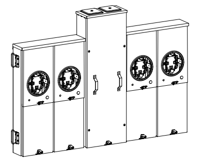 Siemens WPLK6412RJ 600-Amp 4-Gang Ringless Metering System with Lever Bypass - NEC2020, NEMA 3R