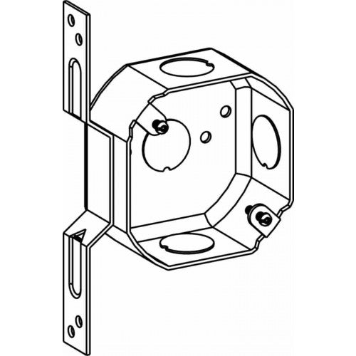 1-1/2 Deep, 3-1/2 Octagon (3O) Box Drawn With 1/2 KO & FB Bracket - Sonic Electric