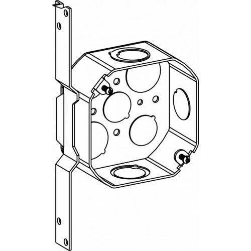 1-1/2" Deep, 4" (4O) Welded Octagon Steel Box With 1/2" & 3/4" MKO & FB Bracket - Sonic Electric
