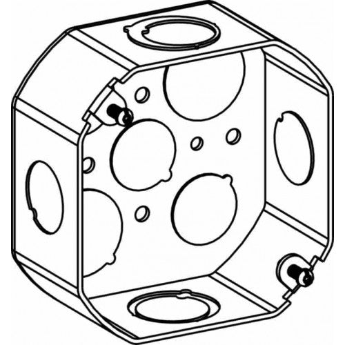 1-1/2" Deep, 4" (4O) Welded Octagon Steel Box With 1/2" AND 3/4" MKO - Sonic Electric