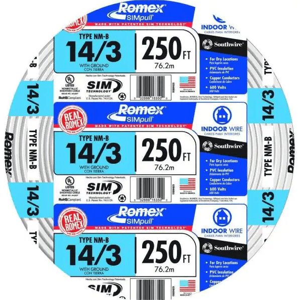 250 ft. 14/3 Solid Romex SIMpull CU NM-B W/G Wire - Sonic Electric