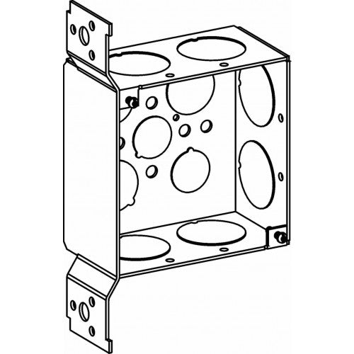 4SDB-100-FB - 2-1/8" Deep, 4" Square (4S) Deep Box Welded with 1" KO & FB Bracket