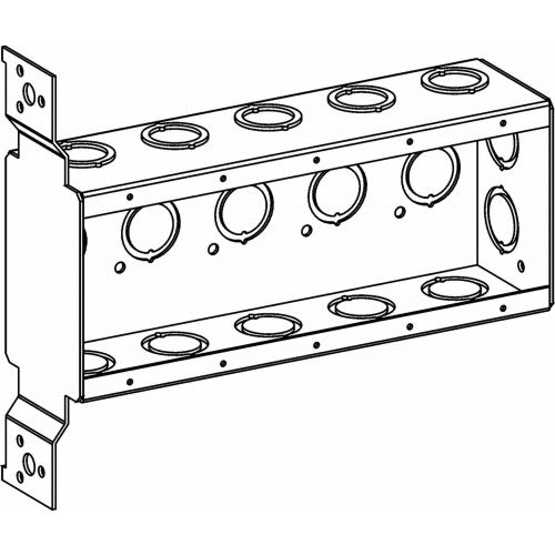 5-Gang Masonry Box, 2-1/2 Deep with Device Ears & Flat Bracket - Sonic Electric