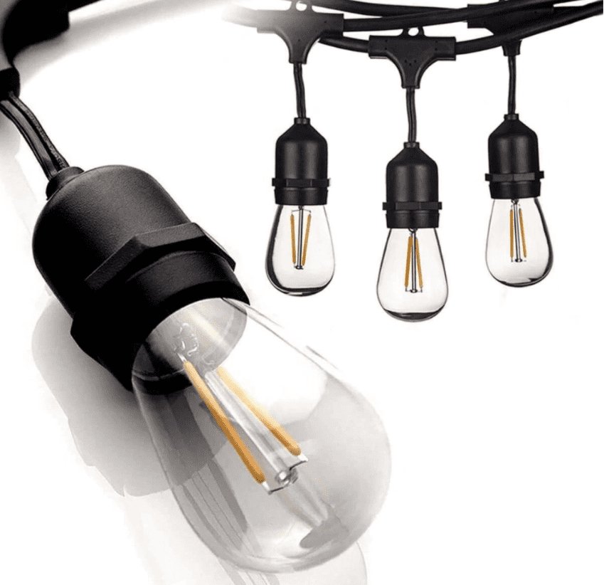 ABBA 12V 30W 48 Ft. Bistro String Lights - 3000K, Warm White - Sonic Electric