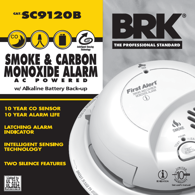 BRK SC9120B 120V AC/DC Smoke/Carbon Monoxide Combination Alarm - Sonic Electric
