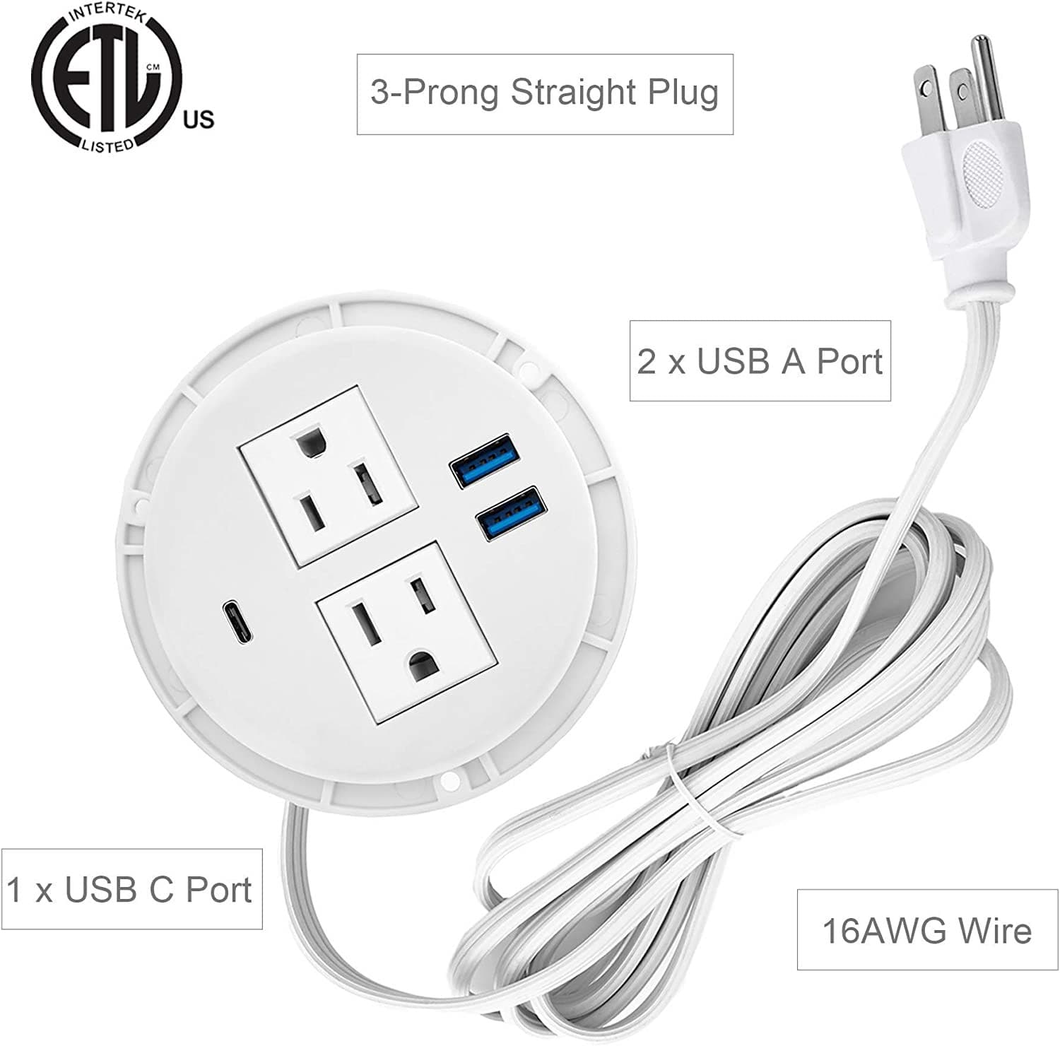 Counter Pop Up With 2 AC Plugs and 3 USB Charging Ports - Sonic Electric