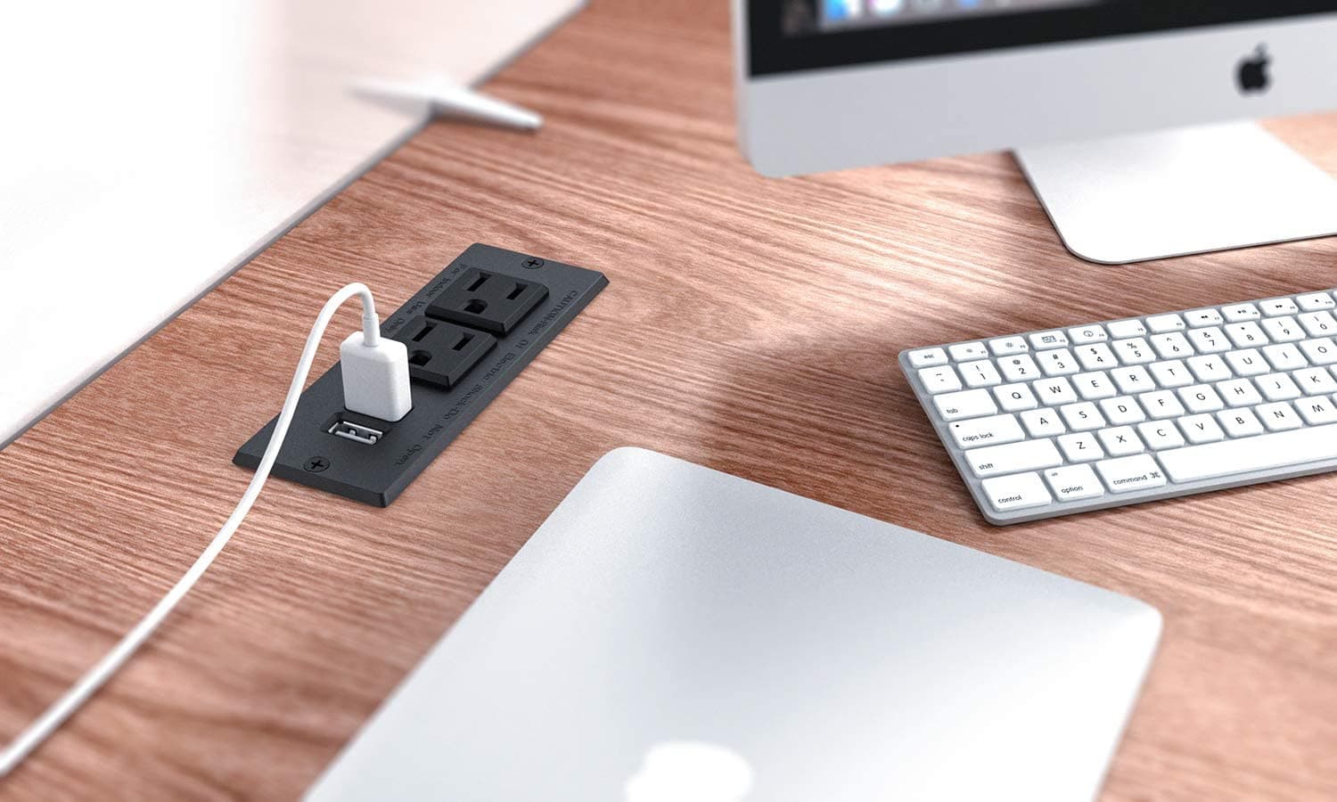 Desktop Power Grommet Conference Recessed Power Strip With 2-Socket & 2-USB Ports - Sonic Electric