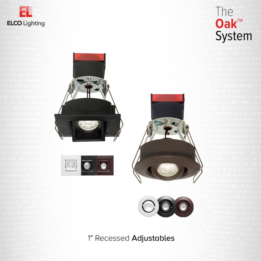 Elco 1" Round Recessed Adjustable Oak Gimbal - Multiple Finishes/Color Temperatures - Sonic Electric
