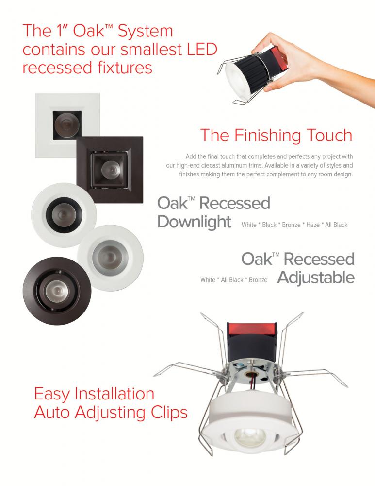 Elco 1" Round Recessed Oak Downlight - Multiple Finishes/Color Temperatures - Sonic Electric