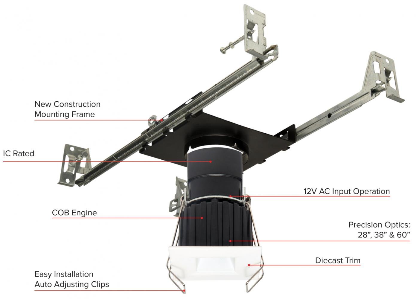 Elco 1" Square Recessed Oak,¢ Downlight - Multiple Finishes/Color Temperatures - Sonic Electric