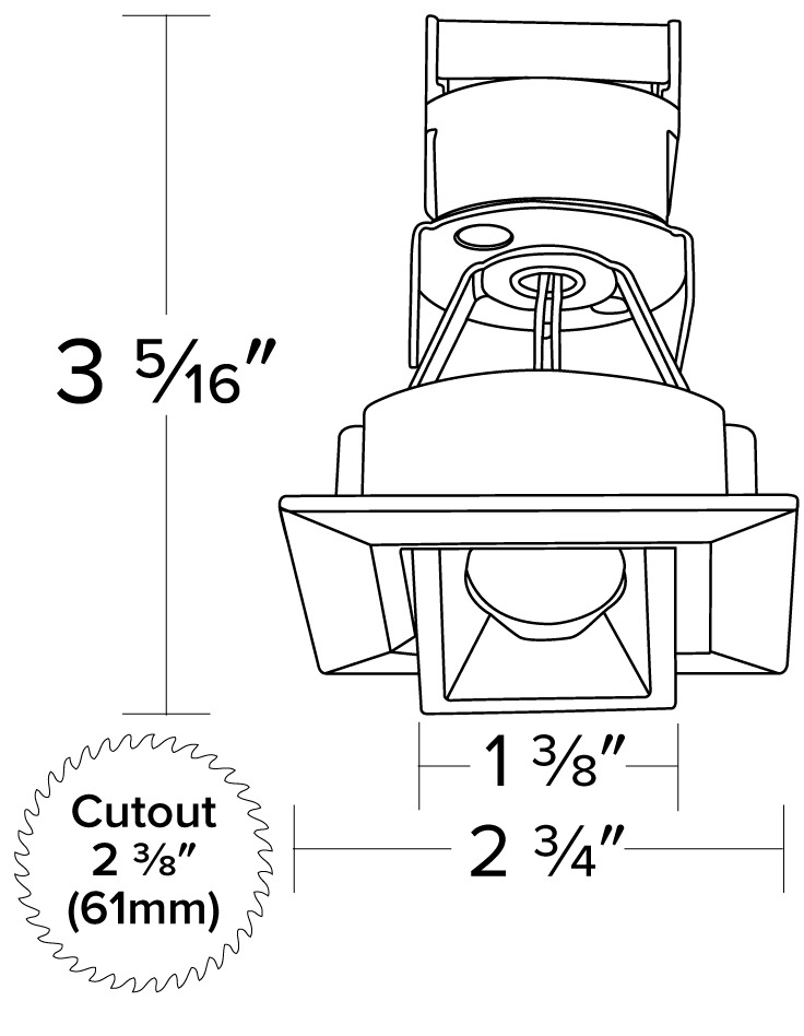 Elco 1" Square Recessed Oak Pull Down - Multiple Finishes/Color Temperatures - Sonic Electric