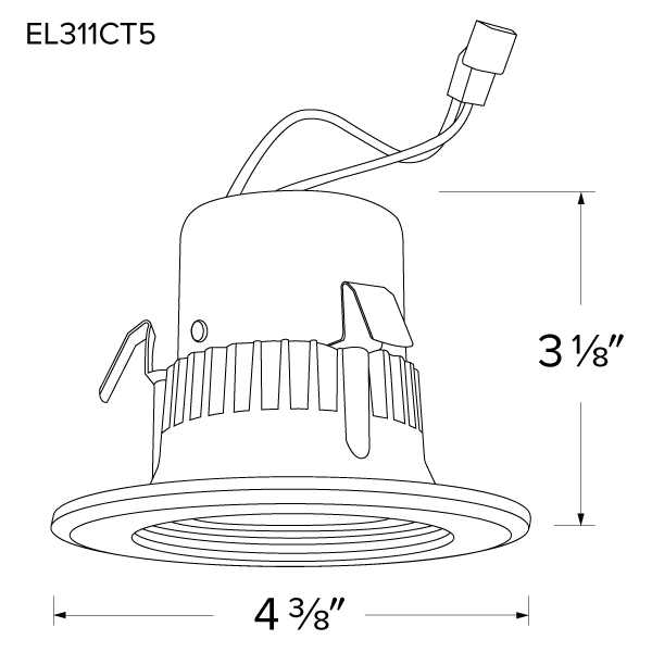 Elco 10W 120V 3" Round LED Baffle Insert with 5-CCT Switch - 710 Lumens - Sonic Electric