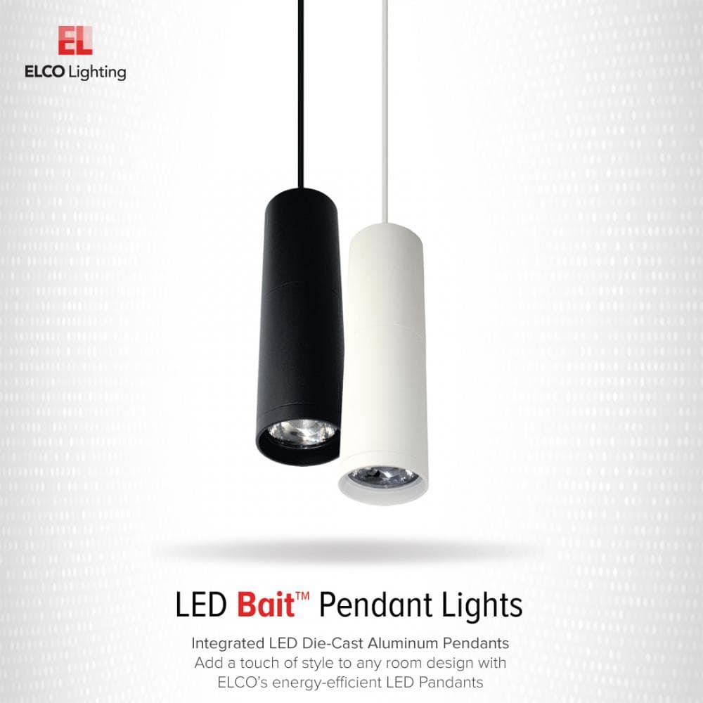 Elco 120V 40W 4" LED Diecast Aluminum Pendant with 3CCT Switch - White or Black Finish - Sonic Electric