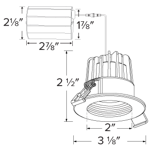 Elco 120V 8W 2" LED Round Baffle Downlight with 5-CCT Switch - 600 Lumens - Sonic Electric