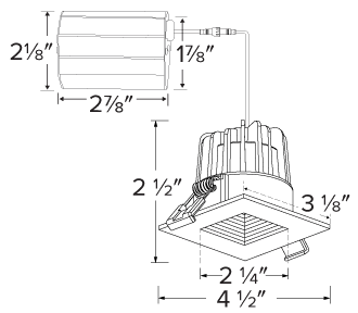 Elco 120V 8W 2" LED Square Baffle with 5CCT Switch - 600 Lumens - Sonic Electric